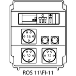 Steckdosenverteiler ROS 11\FI mit Absicherungen und Schutzschalter - 11