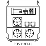 Steckdosenverteiler ROS 11\FI mit Absicherungen und Schutzschalter - 15