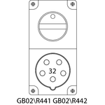 Пристрій типу GB02 (Розетка з вимикачем і механічним блокуванням в корпусі) - R44