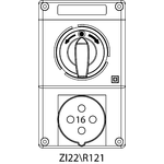 Switch socket ZI2 with disconnector L-O-P - 22\R121