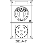 Switch socket ZI2 with disconnector L-O-P - 22\R461