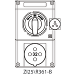 Switch socket ZI2 with disconnector L-O-P - 25\R361-B