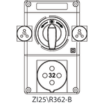 Switch socket ZI2 with disconnector L-O-P - 25\R362-B