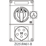 Switch socket ZI2 with disconnector L-O-P - 25\R461-B