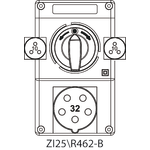 Switch socket ZI2 with disconnector L-O-P - 25\R462-B