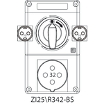 Инсталационен комплект ZI2 с прекъсвач 0-I (SCHUKO) - 25\R342-BS