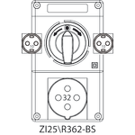 Montageset ZI2 mit Trennschalter L-0-P (SCHUKO) - 25\R362-BS