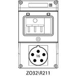 Switch receptacle ZO with miniature circuit breaker - 32\R211