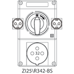 Switch socket ZI2 with disconnector 0-I (SCHUKO) - 25\R342-BS