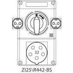 Switch socket ZI2 with disconnector 0-I (SCHUKO) - 25\R442-BS