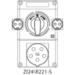 Switch socket ZI2 with disconnector L-O-P (SCHUKO) - 24\R221-S