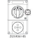 Switch socket ZI2 with disconnector L-O-P (SCHUKO) - 25\R361-BS