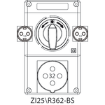 Switch socket ZI2 with disconnector L-O-P (SCHUKO) - 25\R362-BS