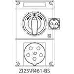 Switch socket ZI2 with disconnector L-O-P (SCHUKO) - 25\R461-BS