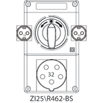 Switch socket ZI2 with disconnector L-O-P (SCHUKO) - 25\R462-BS