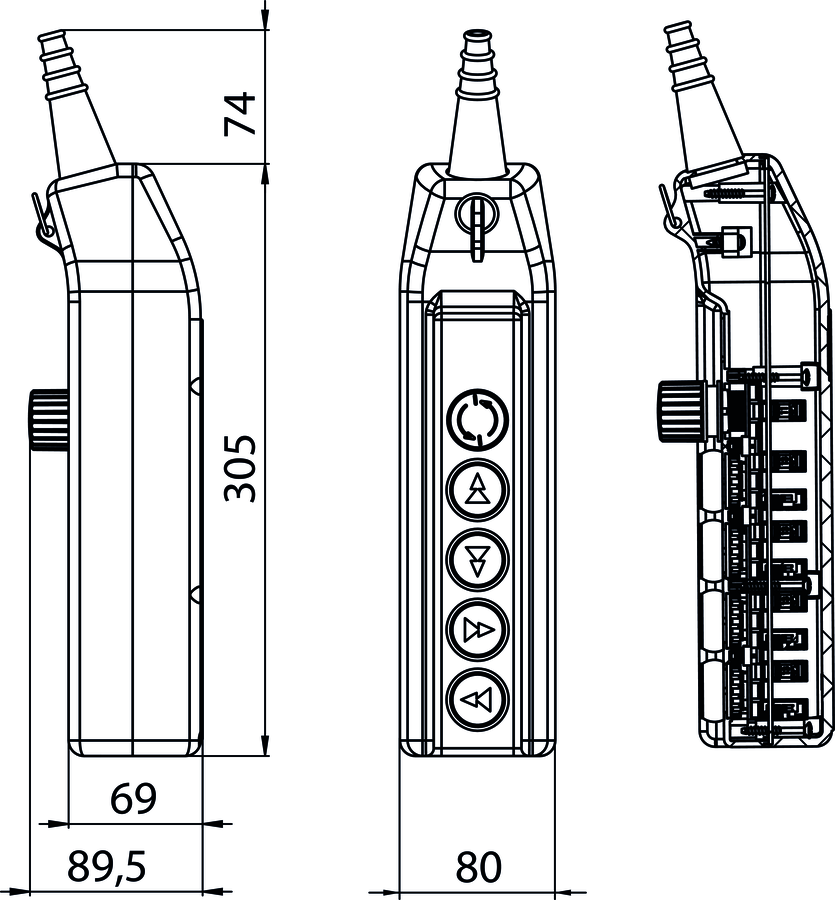 Hängetaster PKS-6\W02 - Maße