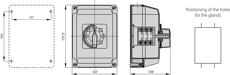 ŁK32R OB4 Cam switches in enclosure - Dimensions