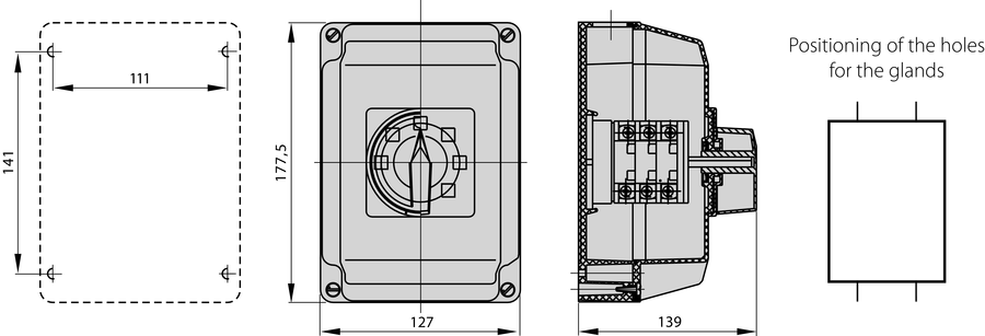 ŁK40 OB4 Cam switches in enclosure - Dimensions