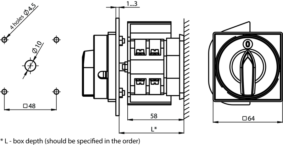 ŁK25RG B08 Main disconnector, base-mounted - Dimensions