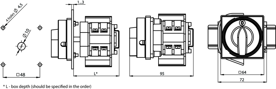 ŁK32RG S08 Main disconnector, rail-mounted - Dimensions