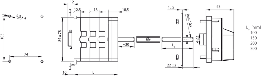 SK100 D Cam switches, for building-in - Dimensions