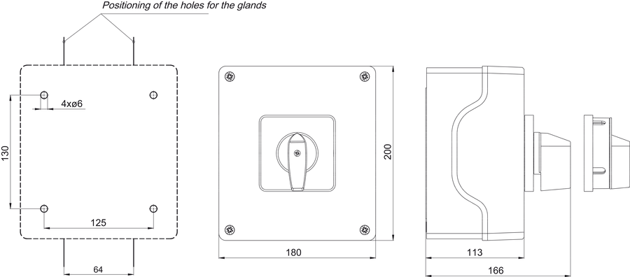 SK100 OB17 Cam switches in enclosure - Dimensions