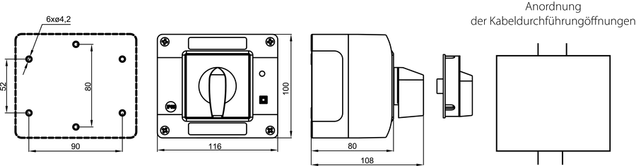 SK40 OB13L Nockenschalter im Leuchtgehäuse - Maße