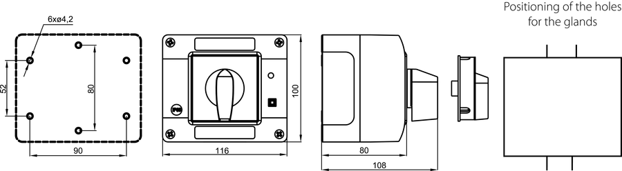 SK32 OB13 Cam switches in enclosure - Dimensions