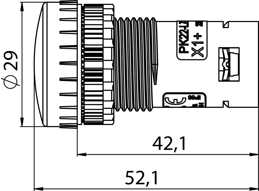 Compact pilot light PK22 - Dimensions