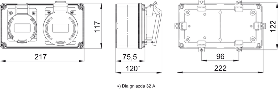 Rozdzielnica SB-002005 - Rozměry
