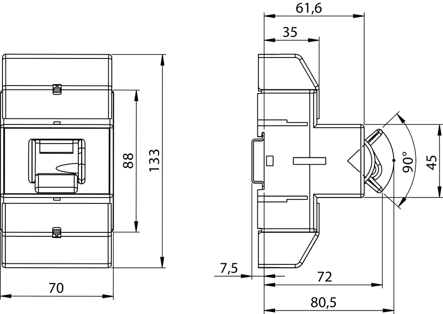 Toggle switch disconnector RSD 63 - Dimensions