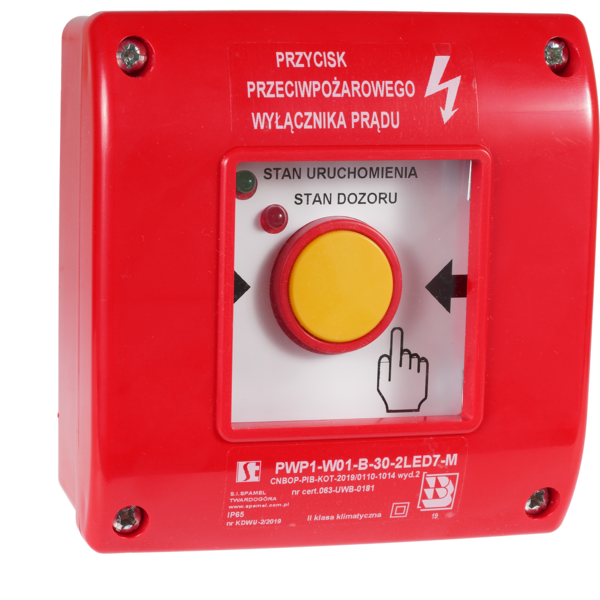 Ręczny przycisk przeciwpożarowego wyłącznika prądu PWP1 z certyfikatem
