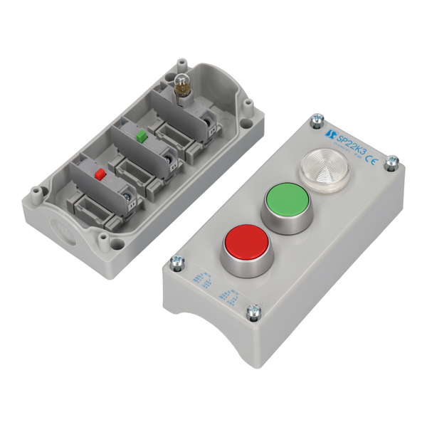 K3 control station with START - STOP pushbuttons and light indicator SP22K3 - Product picture