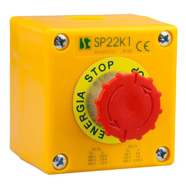 Steuergehäuse K1 mit Komplett-Taster mit dem STOPP-Knopf SP22K1\05 - Produktfoto