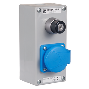 K3 control station with SP22-SAA button and VZ16S 230V socket (SCHUKO) - Product picture