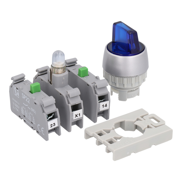 Complete illuminated knob-operated 3-position selector switch P3L - Product picture