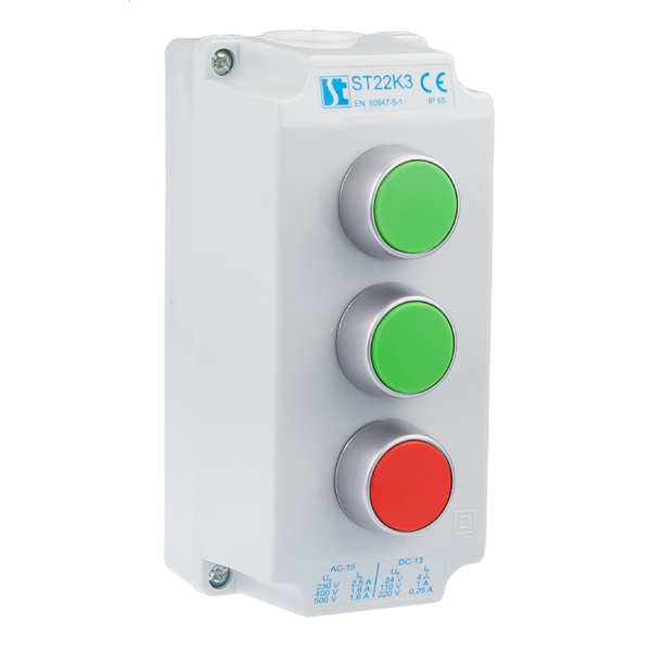 Kaseta sterownicza K3 z przyciskami START I - START II - STOP ST22K3\01