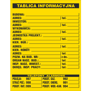 Tablica informacyjna budowlana 700x900 - Obrázek výrobku