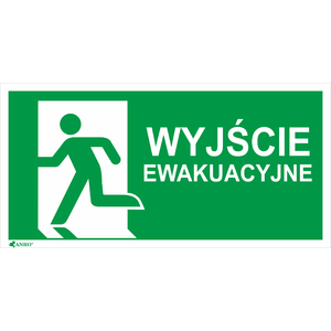 Znak Wyjście ewakuacyjne + znak e001, 150x300mm, FS nadruk foto - Poglądowe zdjęcie