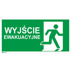 Znak Wyjście ewakuacyjne + znak E002, 150x300mm, FS - Poglądowe zdjęcie