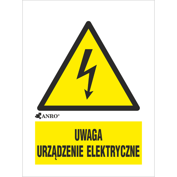 UWAGA URZĄDZENIE ELEKTRYCZNE 52x74