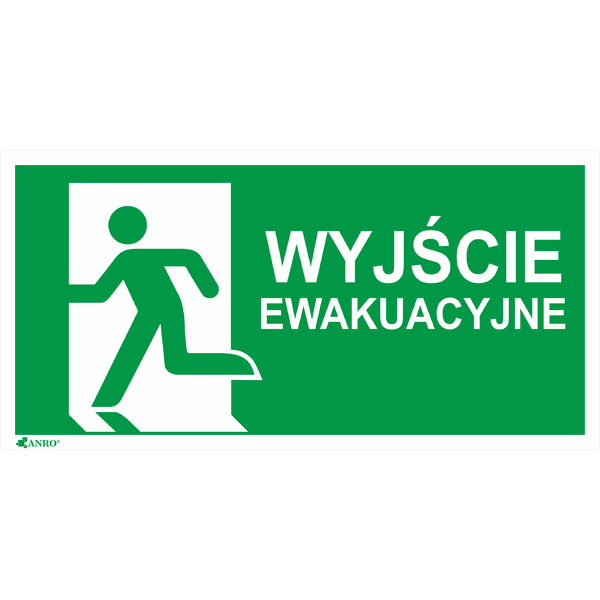 Znak Wyjście ewakuacyjne + znak e001, 150x300mm, FS nadruk foto