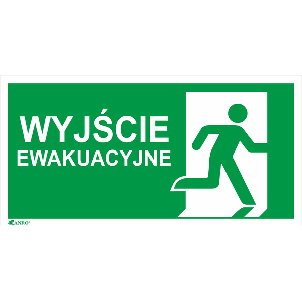 Znak Wyjście ewakuacyjne + znak E002, 150x300mm, FS